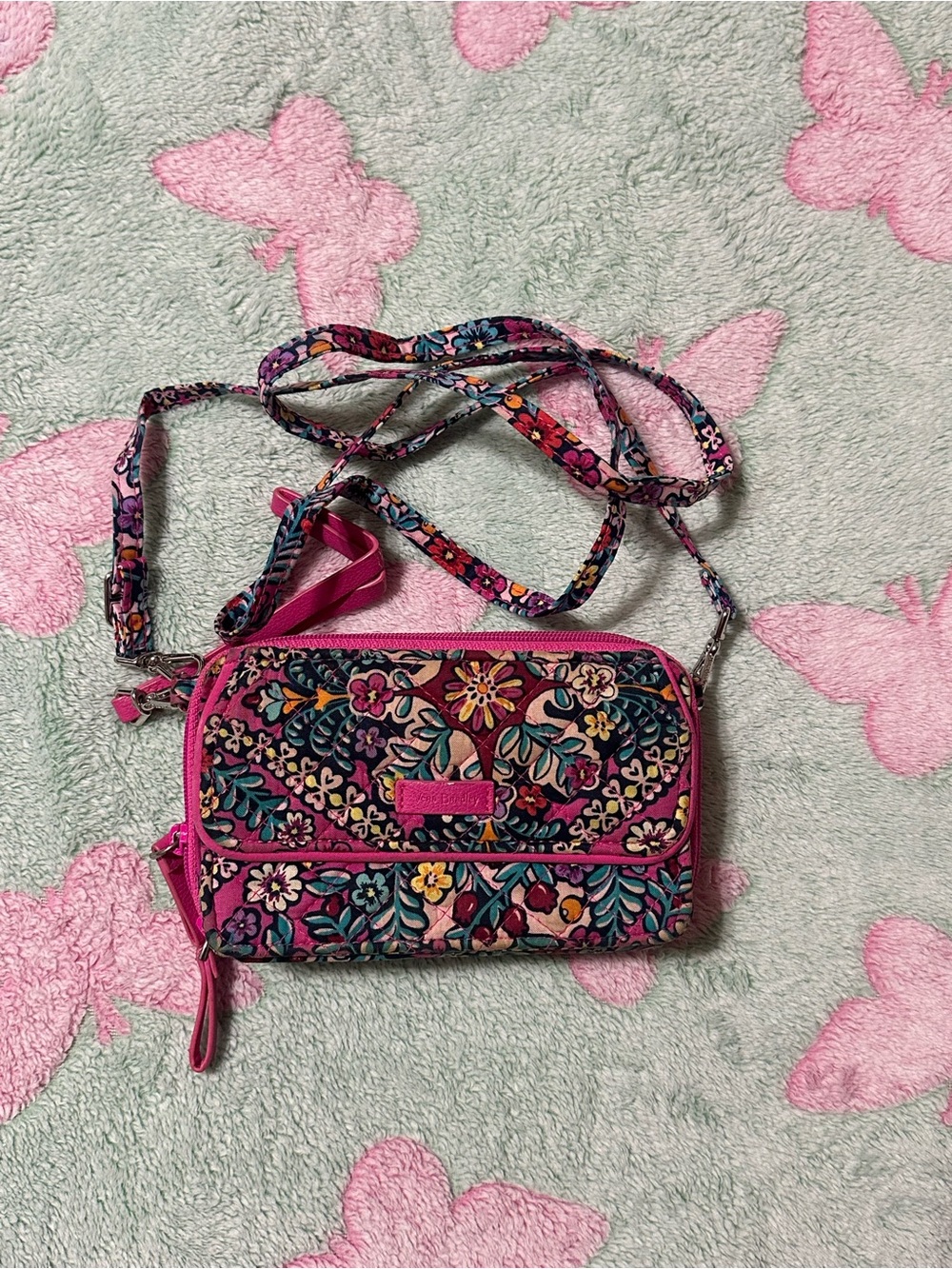 Pink Vera Bradley Crossbody Wallet